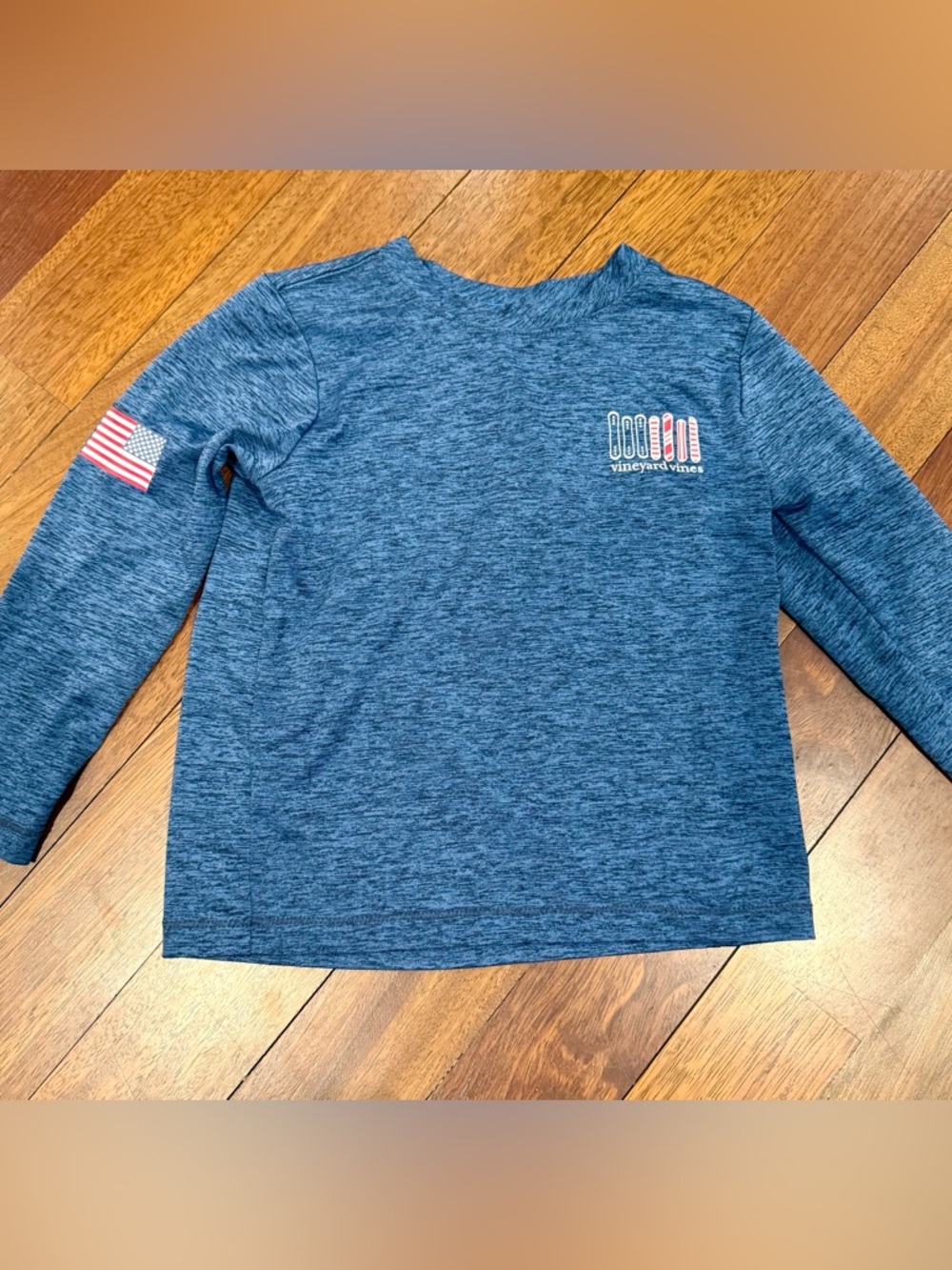 Vineyard Vines Heather Navy Long Sleeve Performance Tshirt Sz 3T Flag Snowboards